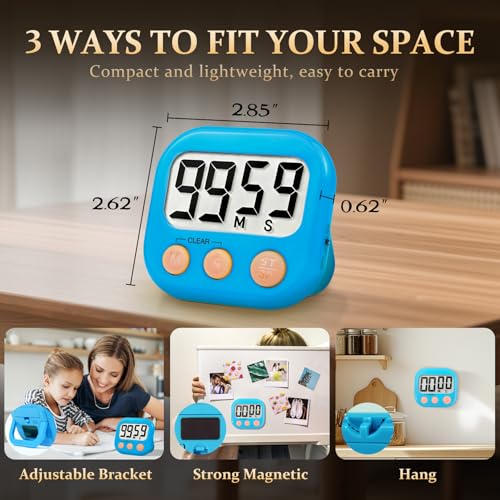 6 Pack Digital Kitchen Timer Small Classroom Timers for Kids Teachers (Blue&White) - color: Blue&white
