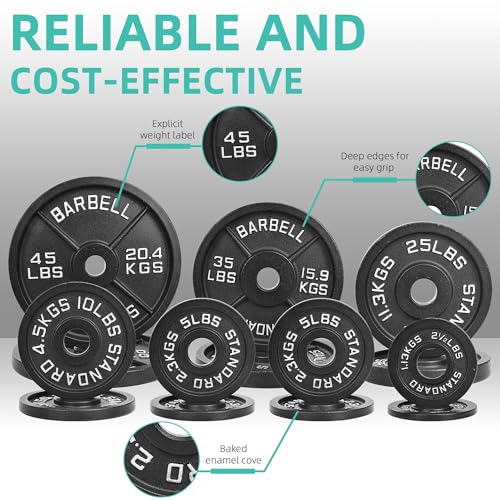 Fitvids 2 Inch Olympic Barbell Weight Plates and Bar Set, 5 FT Barbell Bar and 95 LB(2.5-25 LB) Barbell Weight Set for Home Gym Strength Training - style: 95LB Set with Bar Style #2