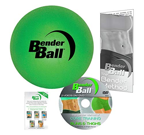 The Original 9" Pilates Core Fitness Small Exercise Ball | Workout Equipment for Abs, Core, Back, and Physical Therapy, Easy to Carry and Store - color: Green with DVD