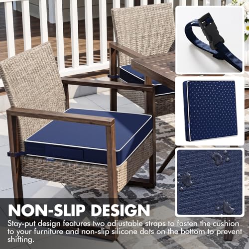 MIULEE Navy Blue 48x18x3 Inch Outdoor Bench Cushion with Adjustable Straps | Waterproof Patio Chair Cushion, Set of 1, for Swing Patio Furniture, 3-Year Color Fastness, Garden Sofa Couch - color: Navy Blue, size: 48 x 18 x 3 Inch