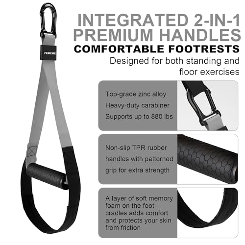 Home Resistance Training Kit | Full-Body Workout with Suspension Trainer Straps, Door Anchor, Handles, and Carrying Bag | Complete Home Gym Equipment - color: Grey