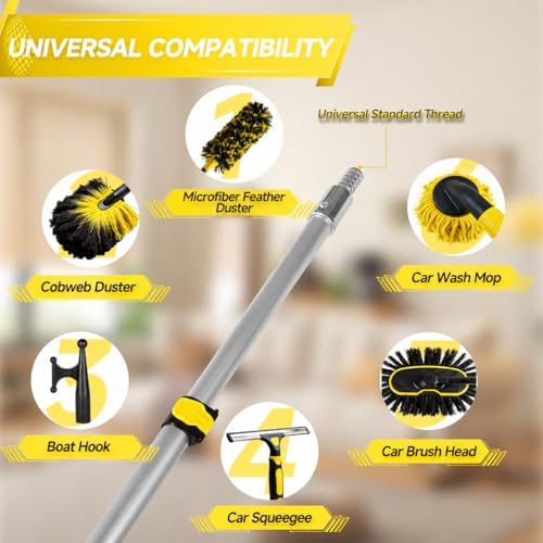 1.4–3 FT Telescoping Pole, Paint Roller Extension Handle with Threaded Metal Tip for Indoor Painting, Dusting and Window Cleaning (Yellow) - color: Yellow
