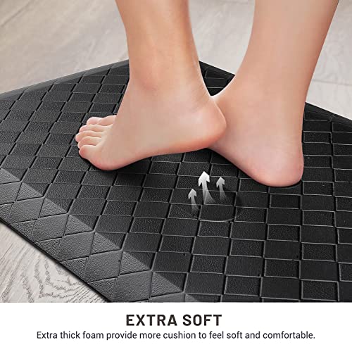 HappyTrends Kitchen Floor Mat - 4/5 Inch Thick Anti-Fatigue Kitchen Rug,Waterproof Non-Slip Kitchen Mats and Rugs Heavy Duty Ergonomic Comfort Rug for Kitchen,Office,Sink,Laundry,(17.3" x 39", Black) - color: Black, size: 39"L x 17.3"W x 0.8"Th