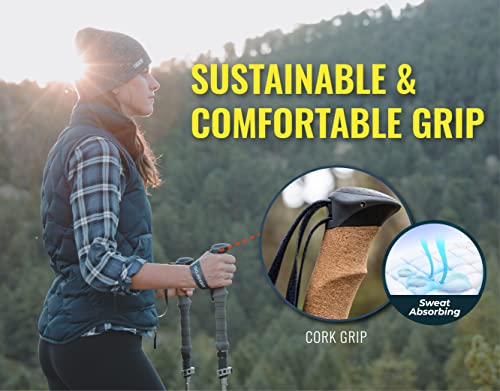TREKOLOGY Trek-Z Cork Grip Trekking Poles – Lightweight Folding Hiking Poles, Adjustable Height, Compact Travel Design, Aircraft-Grade Aluminum Walking Sticks for Men & Women - color: Gray