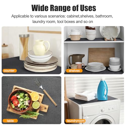 Songrey Non-Adhesive Drawer and Shelf Liner, Non Slip Cabinet Liners, Protect Kitchen Cupboard, Bathroom Drawers, Breathable, Thick Strong Grip mat (12IN x 10FT, Black) - color: Black, size: 12"W x 120"L