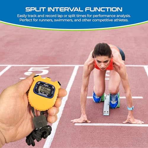 Sper Scientific Water Resistant Stopwatch 810012 - Digital Timer with Split Interval Function, 12/24 Hour Alarm Clock & Calendar for Sports, Labs, Fitness, and More