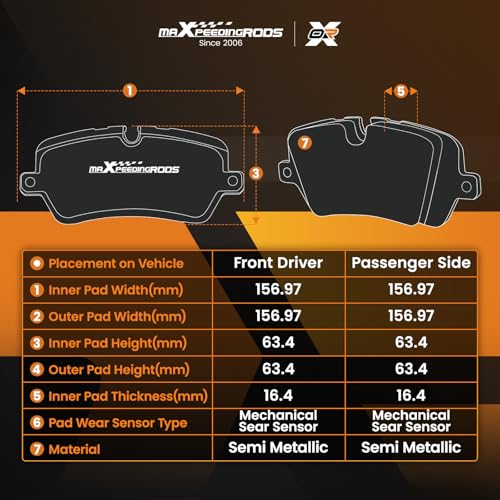 maXpeedingrods D1078 P1078 Front Brake Pad for Subaru B9 Tribeca | for Forester Legacy GT 3.0 R Outback Tribeca WRX (Semi Metallic) - size: D1078&P1078