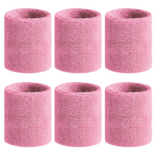 BEACE Sweatbands Sports Wristband for Men & Women - Moisture Wicking Athletic Cotton Terry Cloth Sweatband for Tennis, Basketball, Running, Gym, Working Out - color: Pink