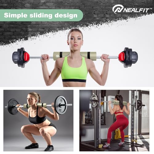 NEALFIT Barbell Pad Squat Pad for Squats—Squat Bar Pad—Great for Weightlifting,Lunges and Hip Thrusts—Foam Sponge Pad—Fit Standard and Olympic Bars Perfectly - color: Milk Tea
