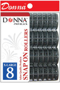 DONNA Snap on Rollers Foam Hair Rollers Curlers Hair Clips for Hairdressing Styling Heatless 1.125"(D) LARGE BLACK 8PCS - color: BLACK - 1.125"(D) LARGE