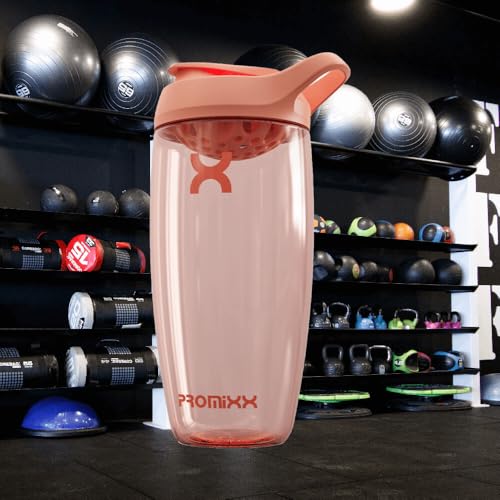 Promixx Pursuit Protein Shaker Bottle (24 oz) – Silent No-Ball Mixer, Leak-Proof Lid, BPA/BPS & Phthalate-Free ECOZEN – Easy-Clean Shaker Cup for Protein Shakes, Pre & Post-Workout Smoothies - color: Coral, size: 24 Ounces, style: 24 oz