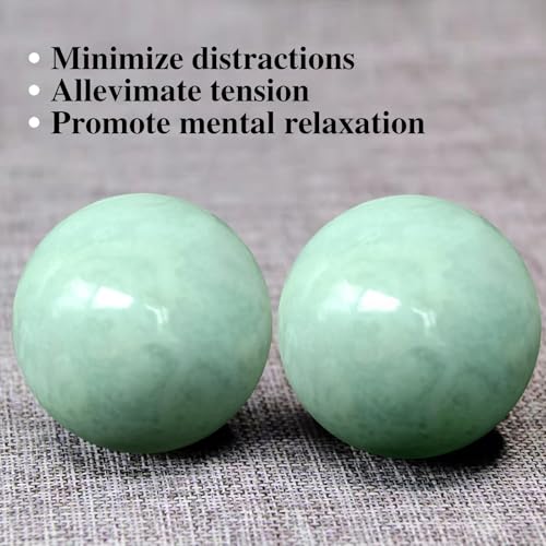 Traditional Chinese Baoding Balls, Marble Health Exercise Stress Relief Balls with an Upgraded Shockproof Imitation Wood Box, Green, 2-Piece Set, Medium-1.57" - color: Green, size: Medium-1.57"
