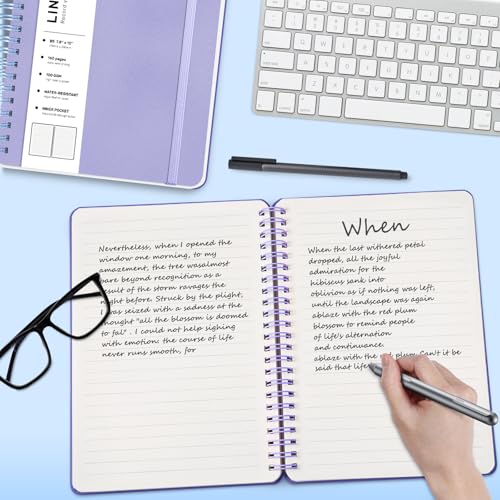 Lined Spiral Journal Notebook with 160 Pages, 7.8×10in, B5 Spiral Notebook, Journaling Notebooks for Work, School, Women, Men, College Ruled Spiral Notebook, Hardcover Leather Journals, Purple - color: Purple, size: B5