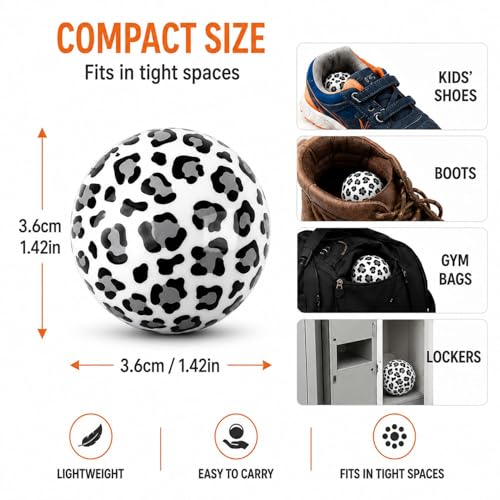 Knixmax Sneaker Deodorizer Shoe Freshener Balls, Odor Eaters for Shoes Boots Mules, Smell Eliminator Ball for Gym Gear Bags and Lockers, Fresh Linen Scent, Pack of 6 Leopard - color: 6. Leopard: Fresh Linen