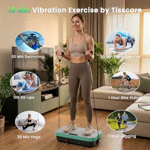 Vibration Plate Exercise Machine: TISSCARE Vibrating Plates for Weight Loss and Lymphatic Drainage, 400lbs Shake Plate Whole Body Workout Platform for Home Fitness Fat Burner Gifts - color: green