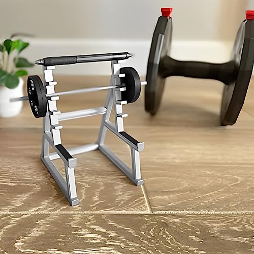 Squat Rack Pen Holder, Funny Barbell Pen Holder, Mini Modern Desktop Barbell Rack Pencil Organizer Ornament for Home Office(COLOR:gray+black)