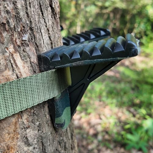 Saddle Hunting Platform Steps, Ultra-Light Ring of Steps for Climbing Bow Hunting with 6 Feet Heavy-Duty Strap & Cam Buckle, Ergonomic Anti-Slip Design - size: 4 Pack