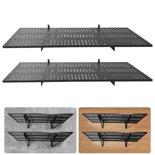 2-Pack 1.67x3.94ft Adjustable Garage Wall Shelving，800 lb Load Capacity Heavy Duty Wall Mounted Storage Shelf，Metal Floating Shelves for Garage，Used in basements, Storage Rooms, Work Areas - size: 2-Pack 1.67x3.94ft