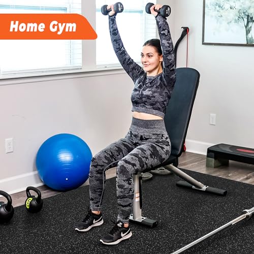 SUPERJARE 0.4'' Thick 36 Pcs 144 Sq Ft Rubber Top Exercise Equipment Mats, High Density EVA Foam Mats with Rubber Top, Interlocking Gym Flooring for Home Gym, Protective Workout Mat, Black/Grey - size: 36 Tiles (144 Sq Ft)