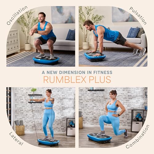 Lifepro Rumblex Plus/Pro 4D Vibration Plate Exercise Machine with 60 Speeds | 3 Motors, 7 Training Modes, Bluetooth Speaker, Wristband Remote — Vibration Plate for Lymphatic Drainage, Muscle Activation - color: Blue, size: Small