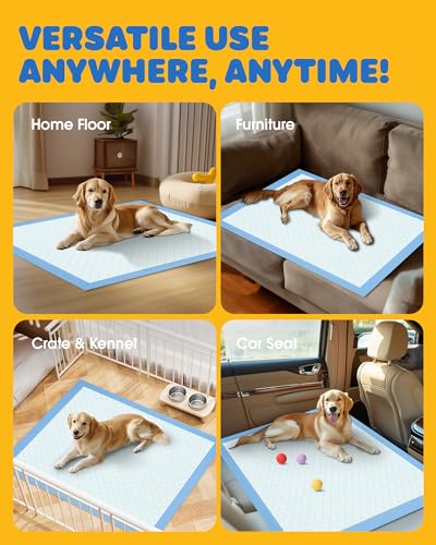 50-Pack Extra Large Pee Pads - 34" x 28" Puppy Pads for Dogs with 6-Layer Leakproof Protection, Disposable and Quick-Dry Dog Pads with High Absorbency for Easy Potty Training - size: 34" x 28" - 50 Packs, regular