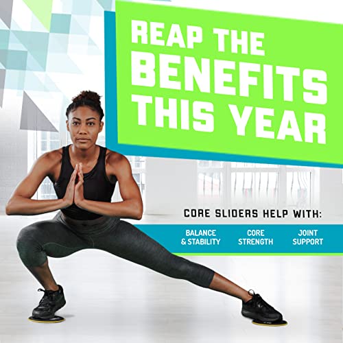 Elite Sportz Core Sliders for Working Out - Pack of 2 Compact, Dual Sided Gliding Discs for Full Body Workout on Carpet or Hardwood Floor - Fitness & Home Exercise Equipment - Small Gift for Athletes - color: Green