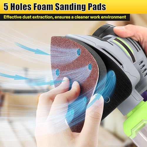 5 Pcs 5 Holes Foam Sanding Pads with Hook and Loop Backing Sander Mouse Detail Sanding Interface Pad to Increasing Flexibility and Balancing Pressure - color: Black and White, size: 5 Holes