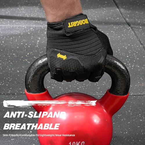 Workout Gloves for Men Women with Anti-Slip Shock-Absorbing Pad, Light Weight Full Finger Gloves Touch Screen Breathable for Gym, Weightlifting,Rowing and Basketball and Cycling - size: X-Large