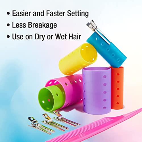 Conair Magnetic Hair Rollers, Curlers in Assorted Sizes and Colors, Rollers Curler Set with Comb Clips Included, 75-Piece - color: Rainbow