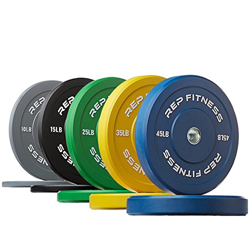 REP Color Bumper Plates LB Olympic Barbell Weights – Rubber Training Discs for Home Gym Strength Lifting, Low Bounce Durable, Weight Pairs & Sets 10 15 25 35 45 Pound Options - color: J. 260lb Color Set
