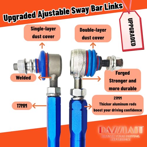 105mm-125mm Universal Adjustable Sway Bar End Links | M10 Stud with 12 mm Spacer Washer | Adjustable Sway Bar Links - size: 105MM-125MM