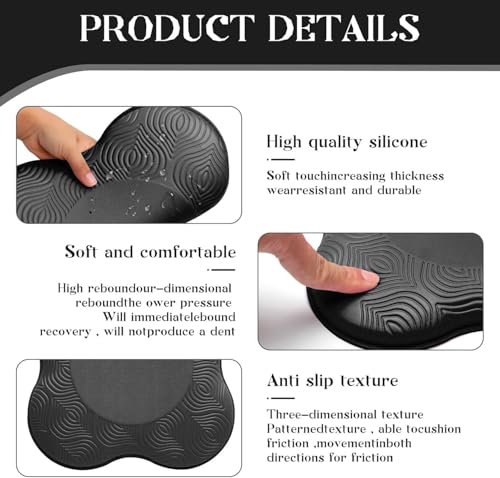 2PC Extra Thick Foam Yoga Knee Pads - Non-Slip Cushion for Knees & Elbows Ideal for Fitness Travel Meditation Kneeling Balance Floor Pilates - color: Black