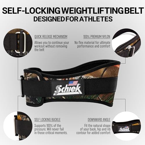 Schiek Sports 2006 Nylon 6 Inches Weight Lifting Belt - Support Belt for Power Lifting - color: Camo, size: X-Small