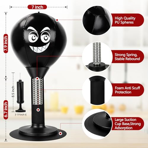 Desktop Punching Bag - Stress Relief, Suction Cup Design for Office Table and Counters, Heavy Duty Stress Relief Ball, Fun Gifts Suitable for All Ages - color: Black
