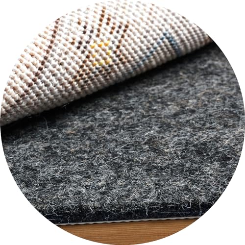 BAGAIL Felt and Natural Rubber Backing Rug Pads 1/4” Thick, Round 4 Ft Non Slip Carpet Gripper Keep Rugs in Place, Under Area Rug Protective Cushioned Pads, Carpet Runners, Hardwood Floors Protection - size: 4' (Round), style: 1/4" Thick