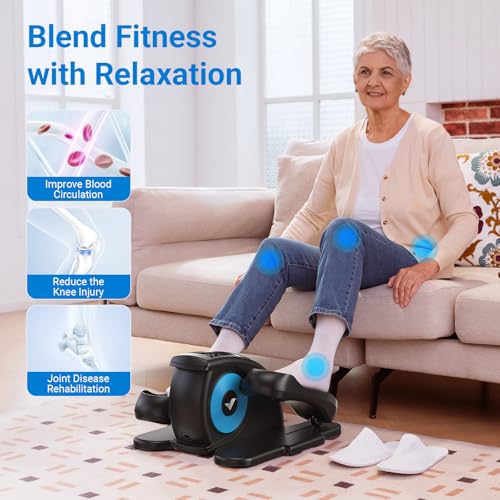 MERACH Under Desk Elliptical Machine, Elliptical Leg Exerciser As Seen On TV for Seniors Adults Fully Assembled, Elliptical Exercise Machine Portable Electric Pedal with Remote Control&12 Auto Mode