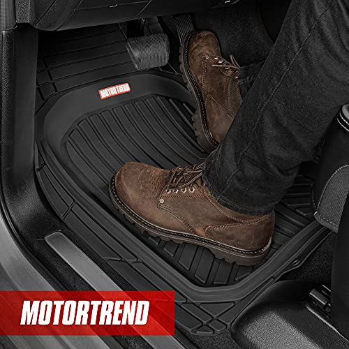 Motor Trend FlexToughXL Floor Mats for Cars Full Set, All-Weather Rubber Automotive Floor Mats, Waterproof Heavy Duty Car Mats, Flexible Floor Liners for Car Truck Van SUV, Car Floor Mats (Black) - color: Black, style: FlexToughXL