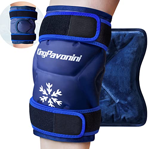 KingPavonini XXL Knee Ice Pack Wrap Around Entire Knee After Surgery, Large Reusable Gel Ice Pack for Injuries, Pain Relief, Swelling, Sports Injuries, 1 Pack (Blue) - style: Blue