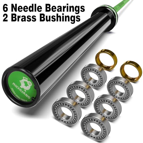 7ft Olympic Barbell 28mm 45lb – 500/700/1000LB Bar for Home Gym | Ceramic coated steel. Smooth spinning sleeves. Fits 2" plates. For snatch, clean and jerk, squats, deadlifts, bench press. - color: Green-1000LBS