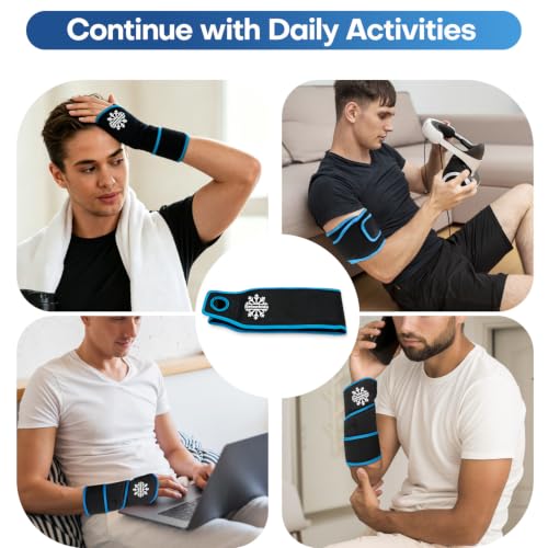 Wrist Ice Pack Wrap for Discomfort Reducing, Gel Ice Packs for Injuries Reusable for Wrist Pain, Hot & Cold Compress, Extended Coverage, Enhancing Comfort and Soothing Fatigue (Black) - color: Black