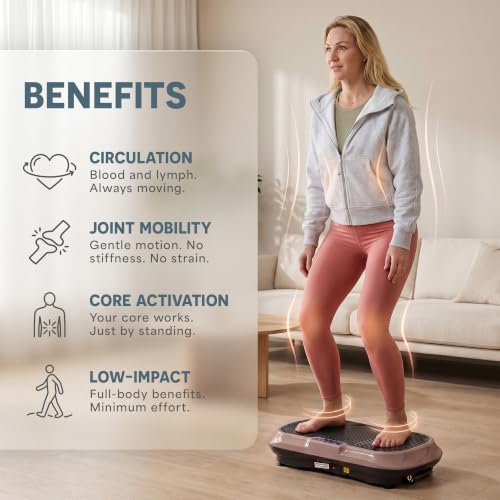 Lifepro Waver Vibration Plate Exercise Machine – High-Intensity Vibration Plate for Lymphatic Drainage – Full-Body Workout Vibrating Platform with Loop Bands – Fitness Equipment for Strength & Toning - color: Brown