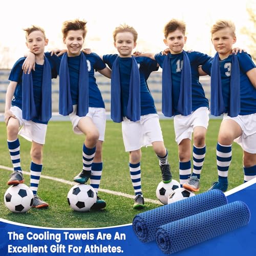 Hosuly 6 Pack Cooling Towels 40"x12" Ice Towel Cooling Neck Wraps Soft Breathable Chilly Stay Cool in Summer for Sports Yoga Golf Gym Activities (Dark Blue) - color: Dark Blue