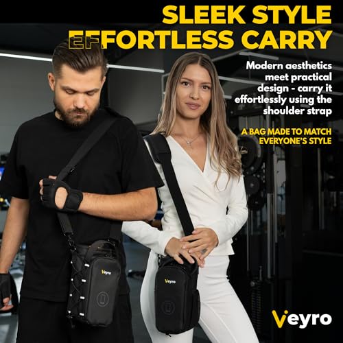 Veyro Magnetic Gym Bag with strong Magnetic Phone Holder - Gym water bottle bag holder for men and women - Compact Gym Crossbody Pouch - Compact Crossbody Pouch (Black)