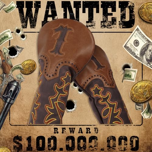 Craftsman Golf Cowboy Western Retro Brown Durable Golf Headcover Head Cover fits up to 460cc Driver for Fairway Wood Hybrids Rescue Putter Protector - style: Driver Headcover