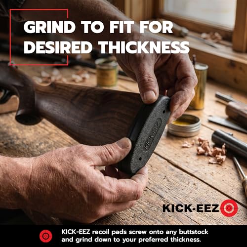 KICK-EEZ All-Purpose Grind to Fit Recoil Pad for Rifle & Shotguns | Up to 94% Recoil Reduction | Screw-On Sorbothane Buttstock Pad | Shotgun Accessories