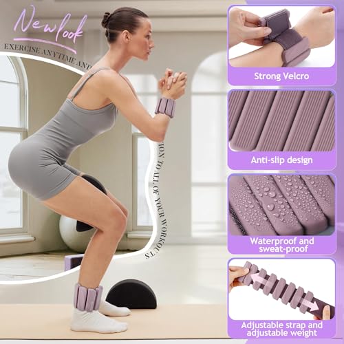 BECOJADDE Ankle Weights Set of 2 (1 lb/2 lb Each) for Women Men Adjustable Wrist Bracelet for Home Gym Weighted Bangles Wristbands Leg Arm Weights for Walking Swimming Running Pilates Yoga Gym - color: Rose Pink, size: 2 Lb Pair (1 Lb Each)