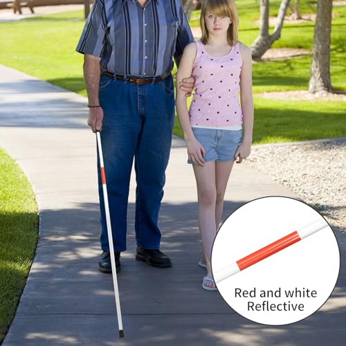 Folding Blind Cane Reflective Red Folding Walking Stick for Vision Impaired and Blind People, Lightweight, Non-Slip (52inch)