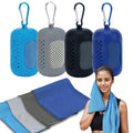 4 Pack Cooling Towels (40"x12"), Microfiber Chilly Towels Soft Breathable Gym Ice Towel for Workout, Yoga, Sport, Silicone Set Travel Sweat Towels Fast Drying Lightweight Cooling Neck Wraps - color: Blue/Grey/Deep Blue/Black