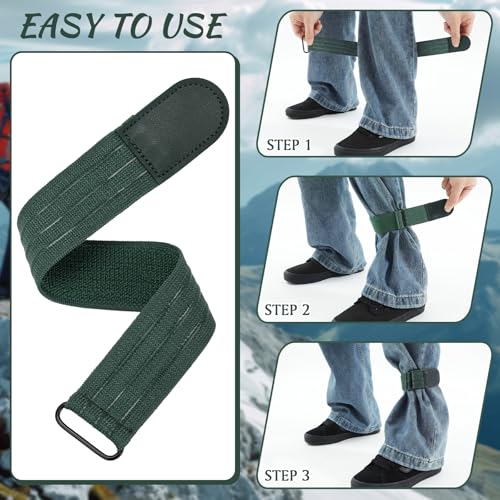 Elastic Ankle Straps Cycling Pant Leg Straps Adjustable Safety Band Boot Blousers for Climbing Fishing Outdoor Sport - color: Army Green