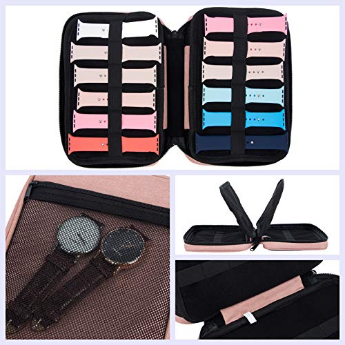 PACMAXI 36 Watch Bands Storage Case - Holds 36 Bands, Fits Most Sizes, Organizer for Watch Straps & Accessories - color: pink